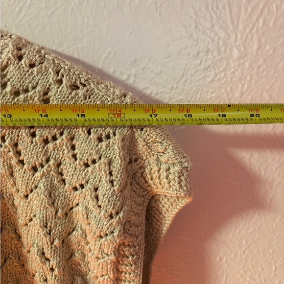 Vintage No Label Cream Knit Short Sleeve Romper Top - Picture 4 of 6